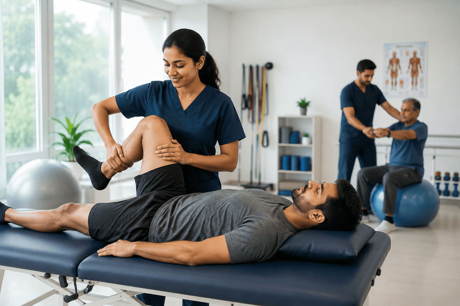 Man holding lower back in pain