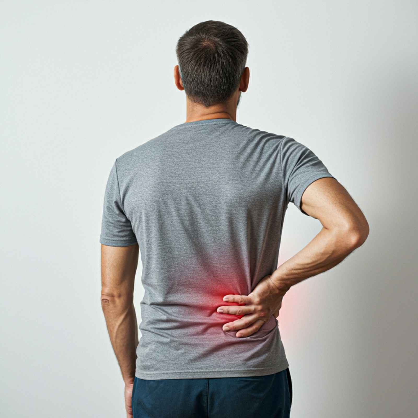 Man holding lower back in pain
