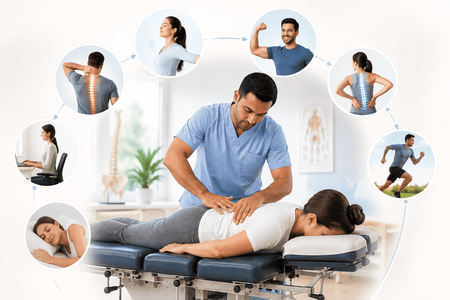Chiropractor treating a patient at a modern clinic