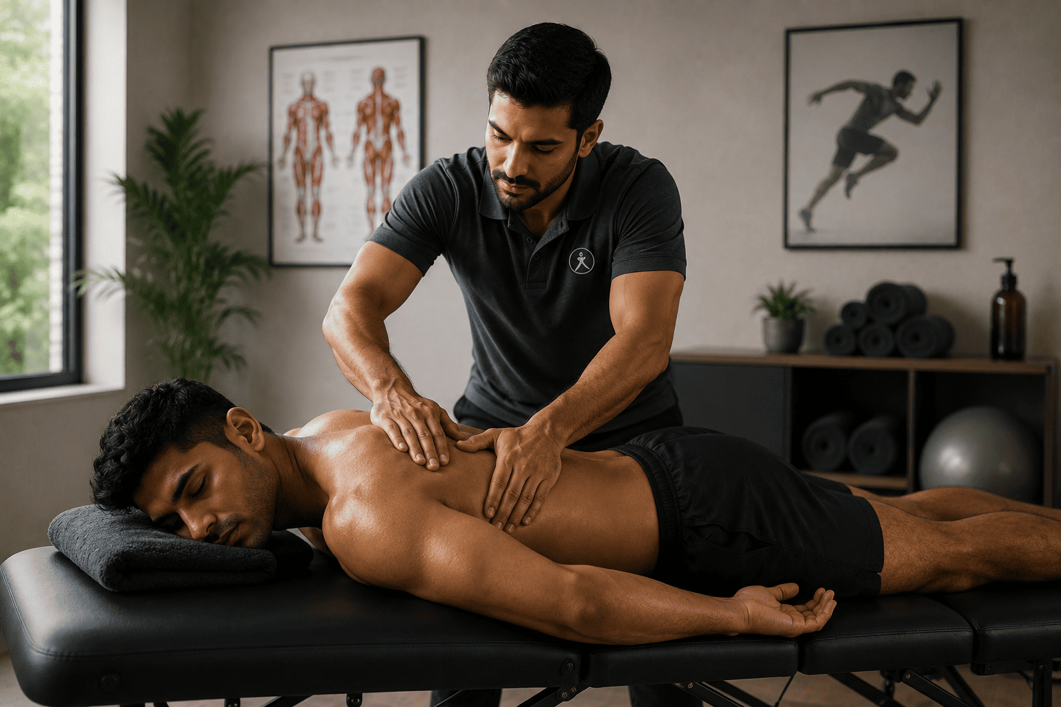 Man holding lower back in pain