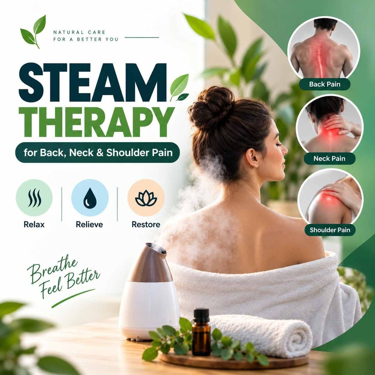 Steam therapy for back pain